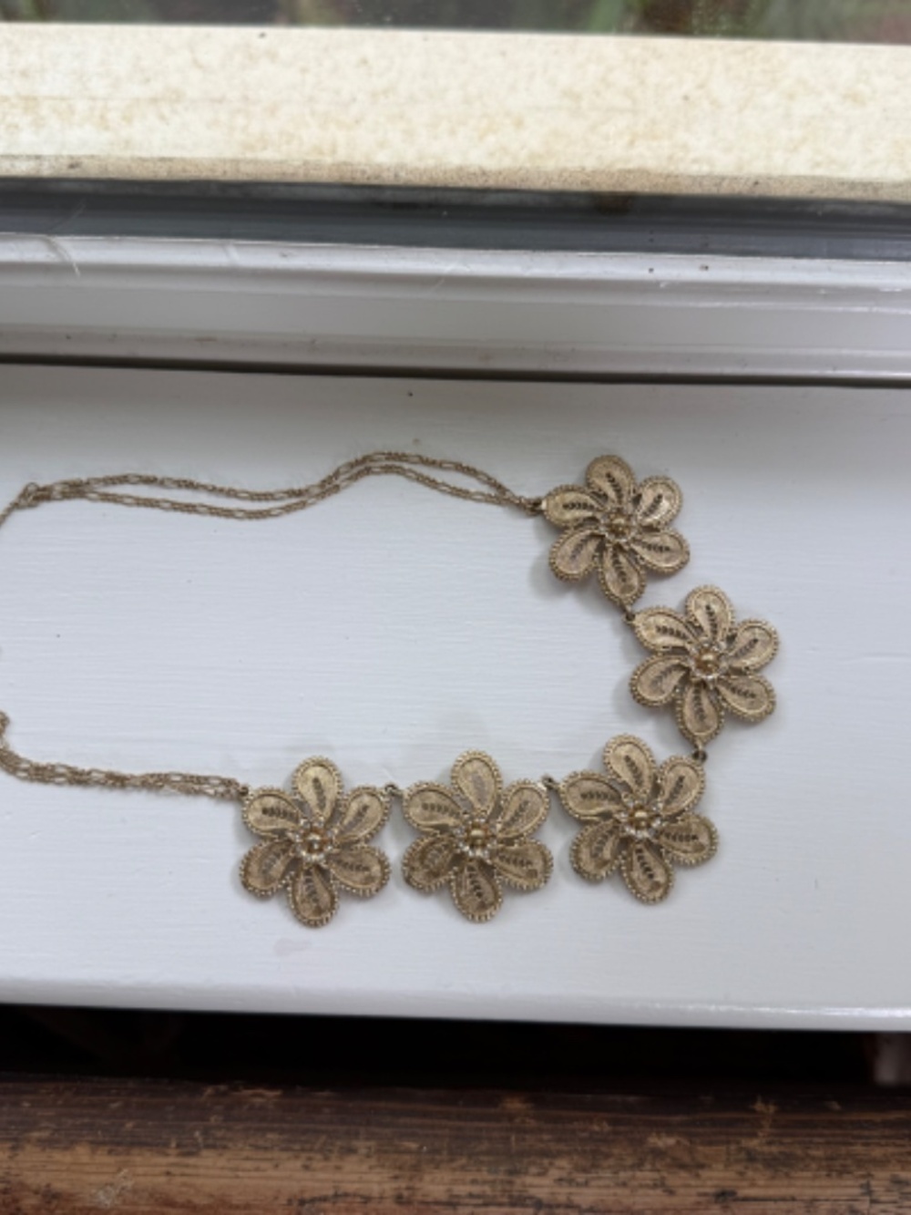Anthropologie Fall Filigree Flower Bib Necklace - Picture 4 of 5